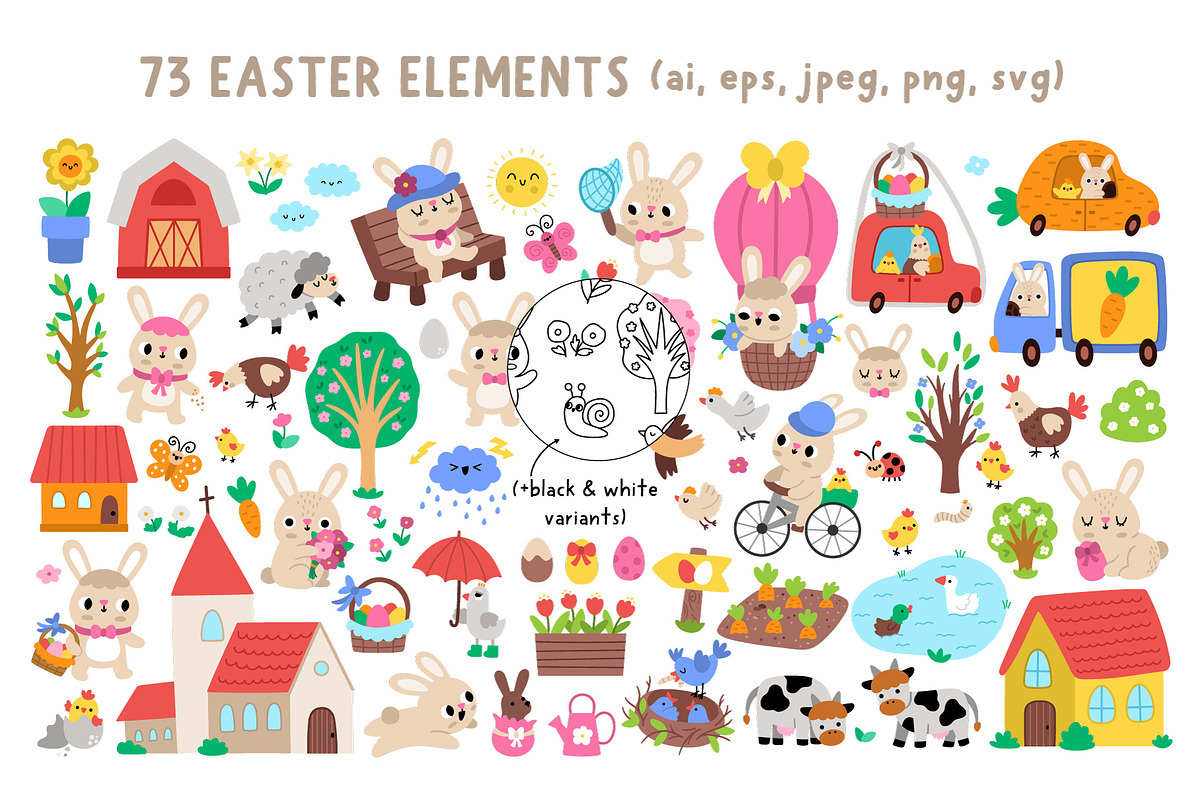 Easter village clipart and designs, a Seasonal Illustration by Lexi Claus (Photo 2 of 8)