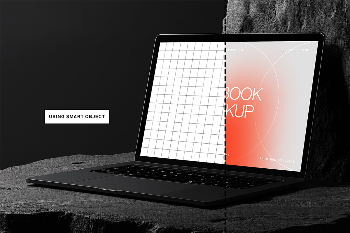 Macbook Mockup on Stone, a Mac Mockup by sagesmask.com (Photo 3 of 14)