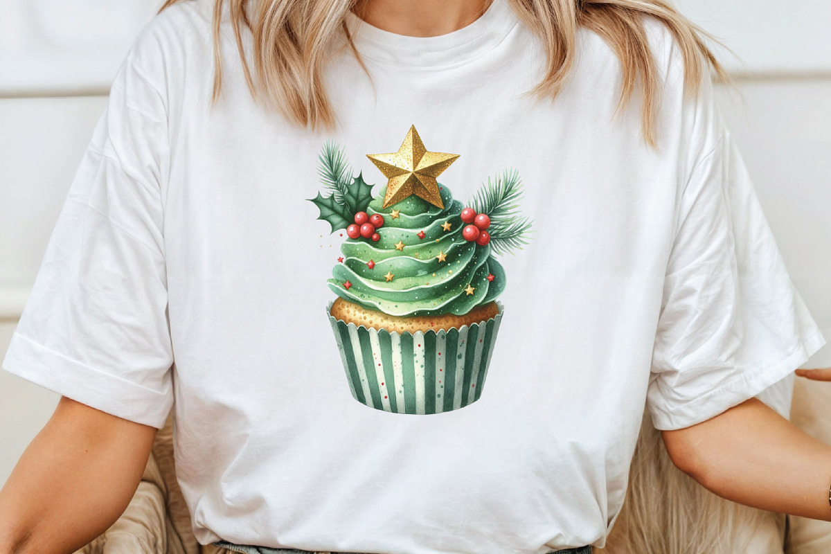 Christmas Cupcakes Vintage Clipart, an Illustration by CraftArtStudio (Photo 4 of 6)