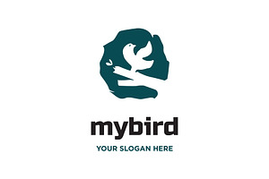 dove pigeon perch on a branch logo, a Branding & Logo Template by funpixel