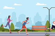 Marathon runners in city. Active, a Sport Illustration by YummyBuum (Thumbnail 2 of 3)
