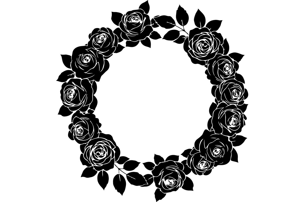 Black Floral Wreath Frame Set, an Illustration by Designer_Momina (Photo 8 of 20)