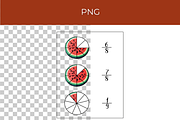 Watermelon Fractions Flashcards, an Education Illustration by InkyQueenArt (Thumbnail 2 of 4)