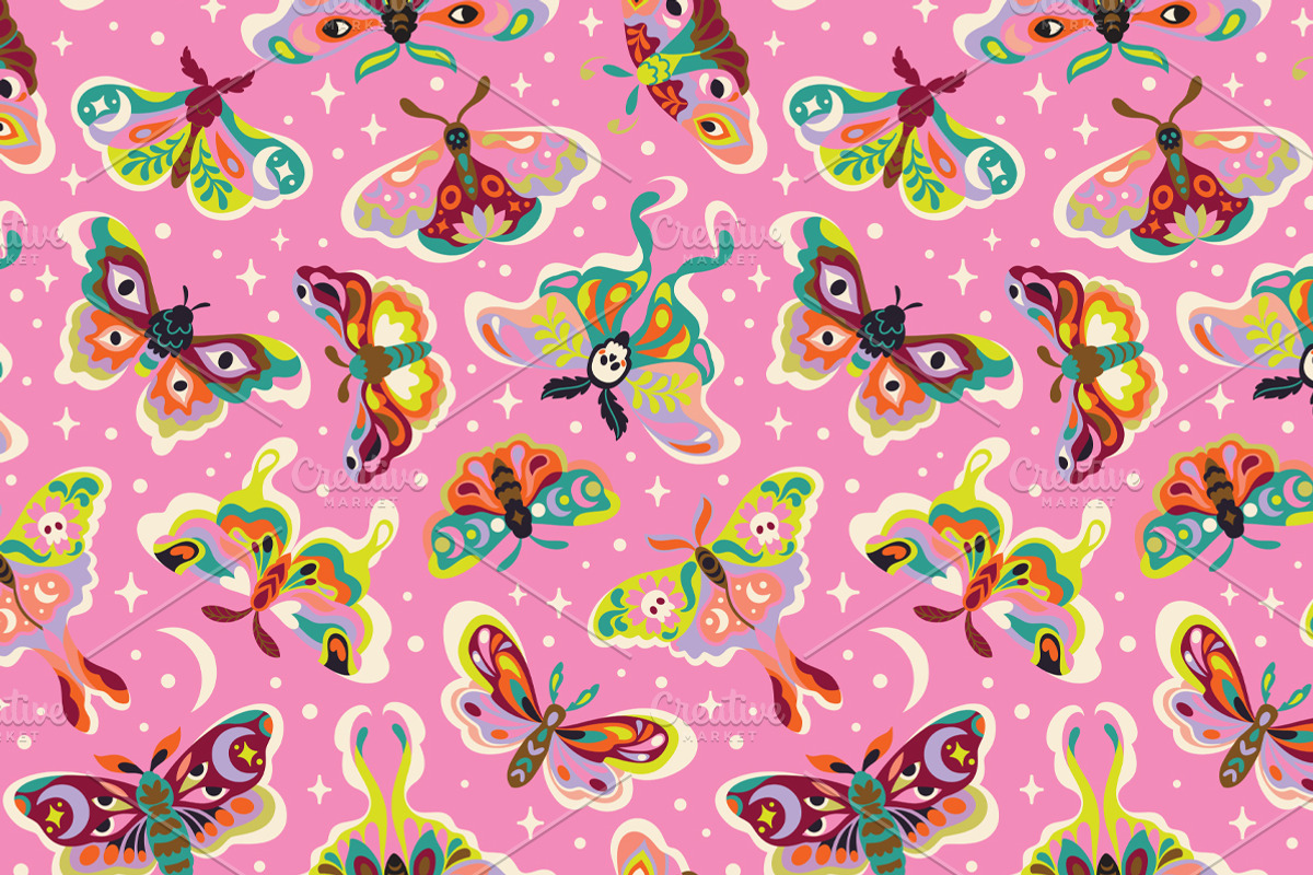 Moonlit Moths - Set and Patterns, a Pattern Graphic by PenguinHouse (Photo 6 of 10)