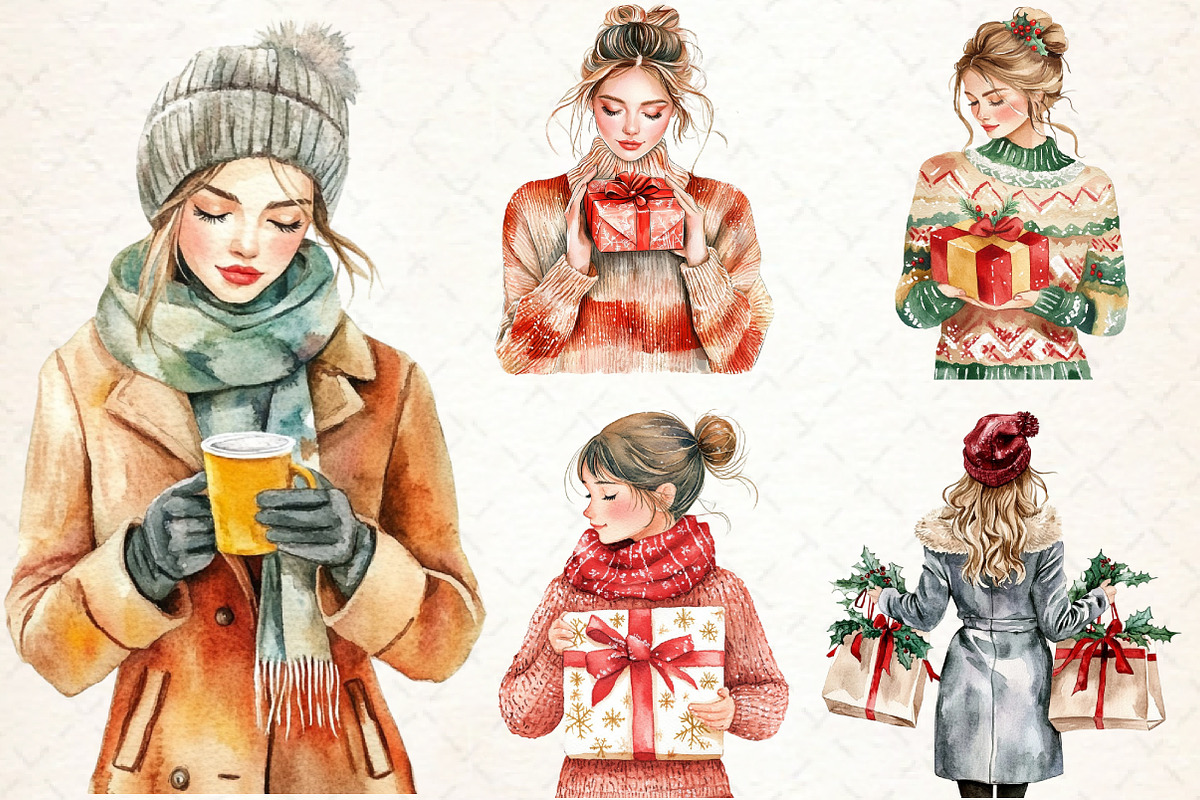 Watercolor Cozy Winter Christmas Cli, an Illustration by Libby Wishes (Photo 6 of 6)