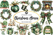 Christmas Green Clipart PNG Bundle, a Work Illustration by SinaCreation (Thumbnail 1 of 6)