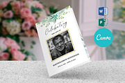 Greenery Funeral Program Canva, a Brochure Template by SmmrDesign (Thumbnail 1 of 6)