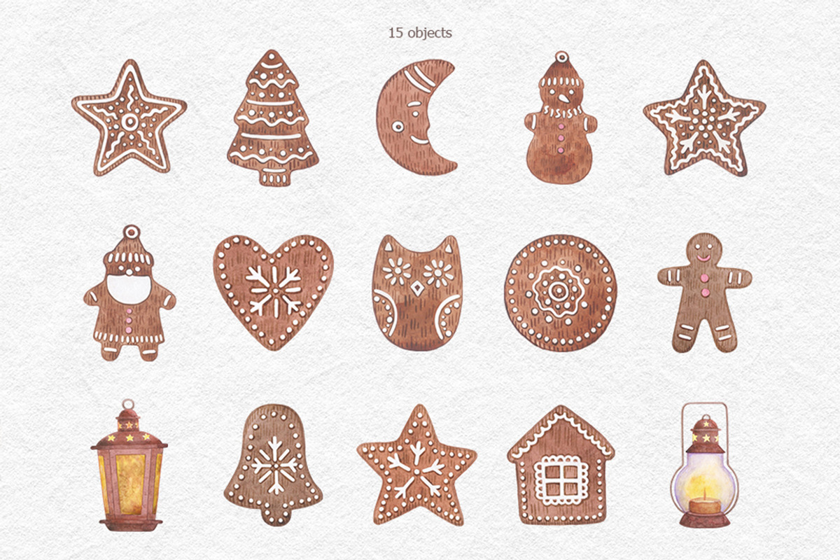 Christmas gingerbread clipart, a Decorative Illustration by CreativeByLu (Photo 2 of 7)
