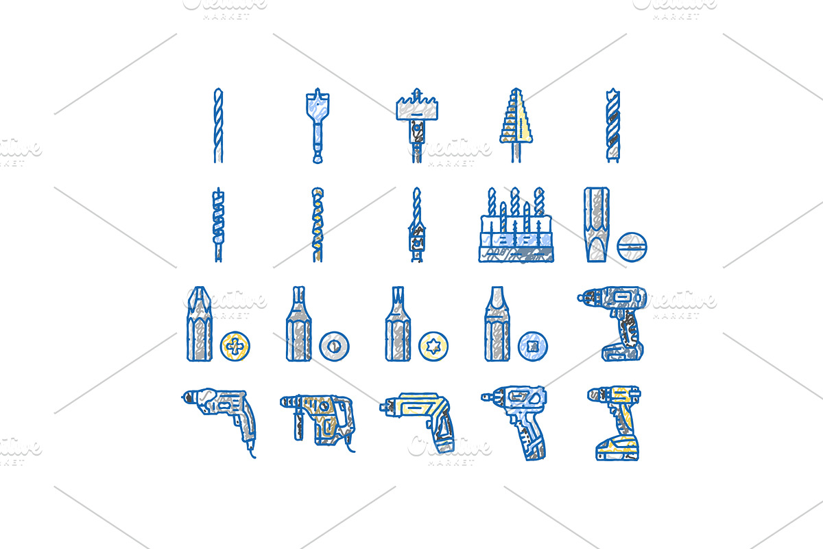 drill equipment construction icons, an Object Illustration by pikepicture