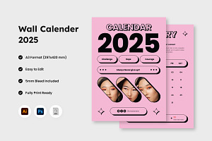 Wall Calendar 2025 Design V4, a Stationery Template by trabaskriya