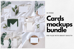 40 Cards Mockup Bundle. PSD files