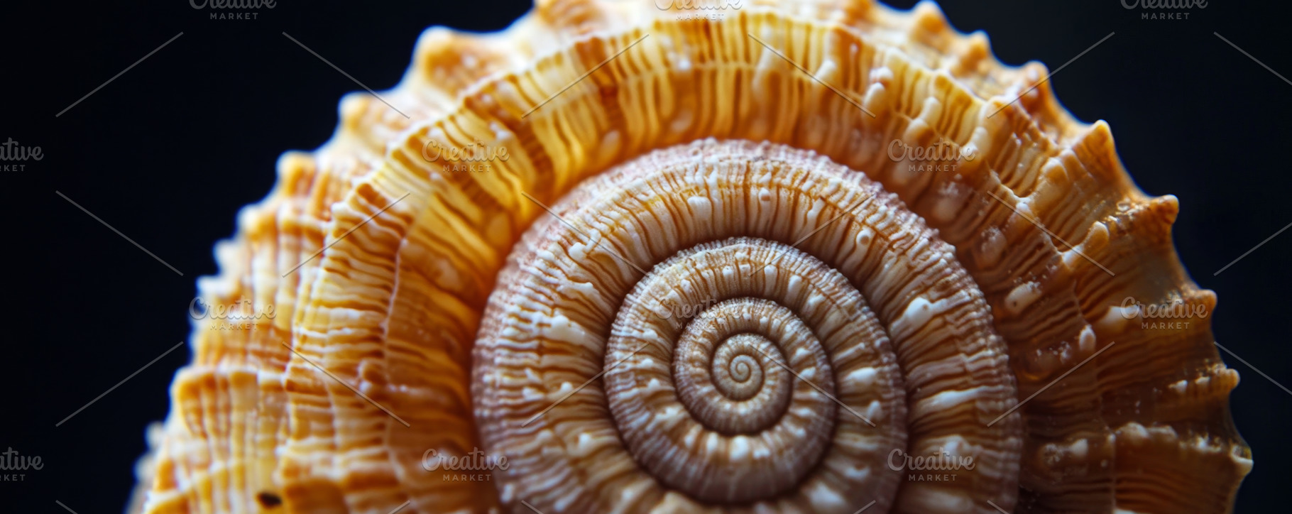 Close-Up of Detailed Spiral Seashell with Rich Texture, an Abstract Photo by Natalia Klenova's Shop
