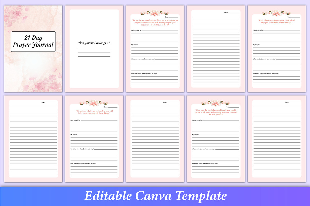Editable 21-Day Prayer Journal Canva, a Stationery Template by Mustafiz (Photo 2 of 3)