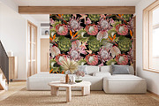 Protea & Strelitzia seamless pattern, a Pattern Graphic by NNclipart (Thumbnail 5 of 6)