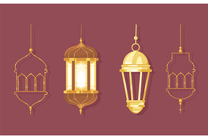 set of lanterns, an Illustration by studiogstock