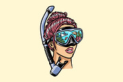 Woman with snorkeling mask diving, a Person Illustration by gunaonedesign (Thumbnail 1 of 4)