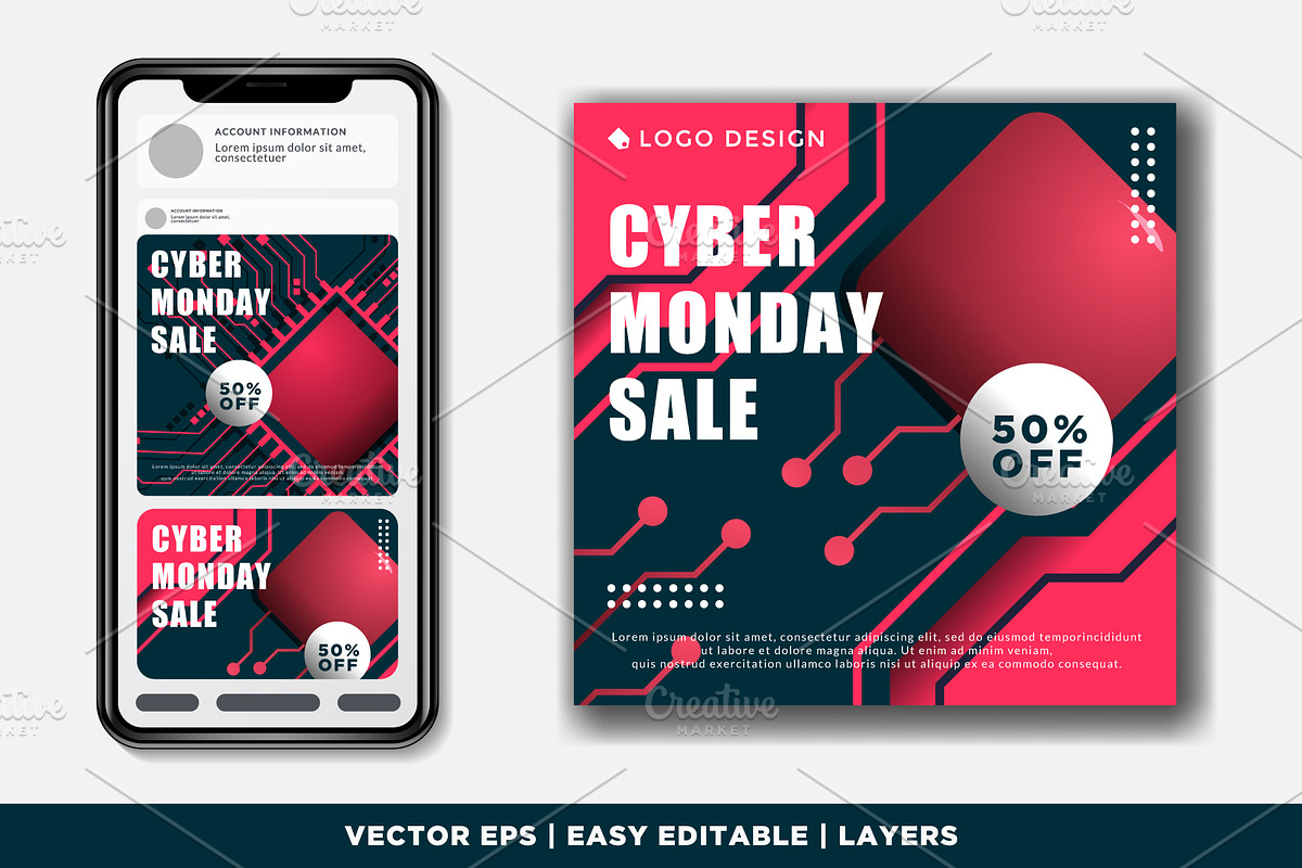bundle discount 50% Monday cyber, a Social Media Template by Izalsye (Photo 2 of 5)