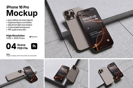 iPhone 16 Pro Mockup Bundle Set