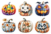 Halloween Patchwork Pumpkin Clipart, an Illustration by Daily.Designs (Thumbnail 4 of 5)