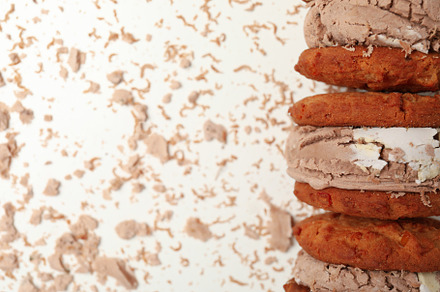Concept of sweet food, cookies with ice cream, space for text, a Background Photo by AtlasStudio PRO