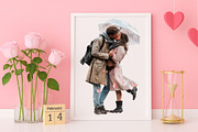 Watercolor Valentine Couple Clipart, an Illustration by Canvas Craft (Thumbnail 4 of 6)