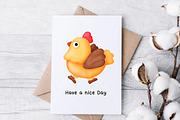 Cute Chicken Watercolor Clipart, an Animal Illustration by Nattapohncha (Thumbnail 3 of 3)