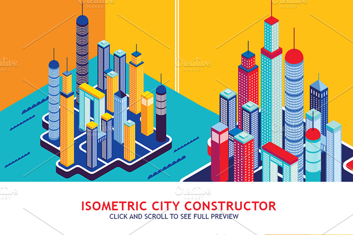 Isometric city constructor set, a Work Illustration by Anttoniu (Photo 1 of 3)