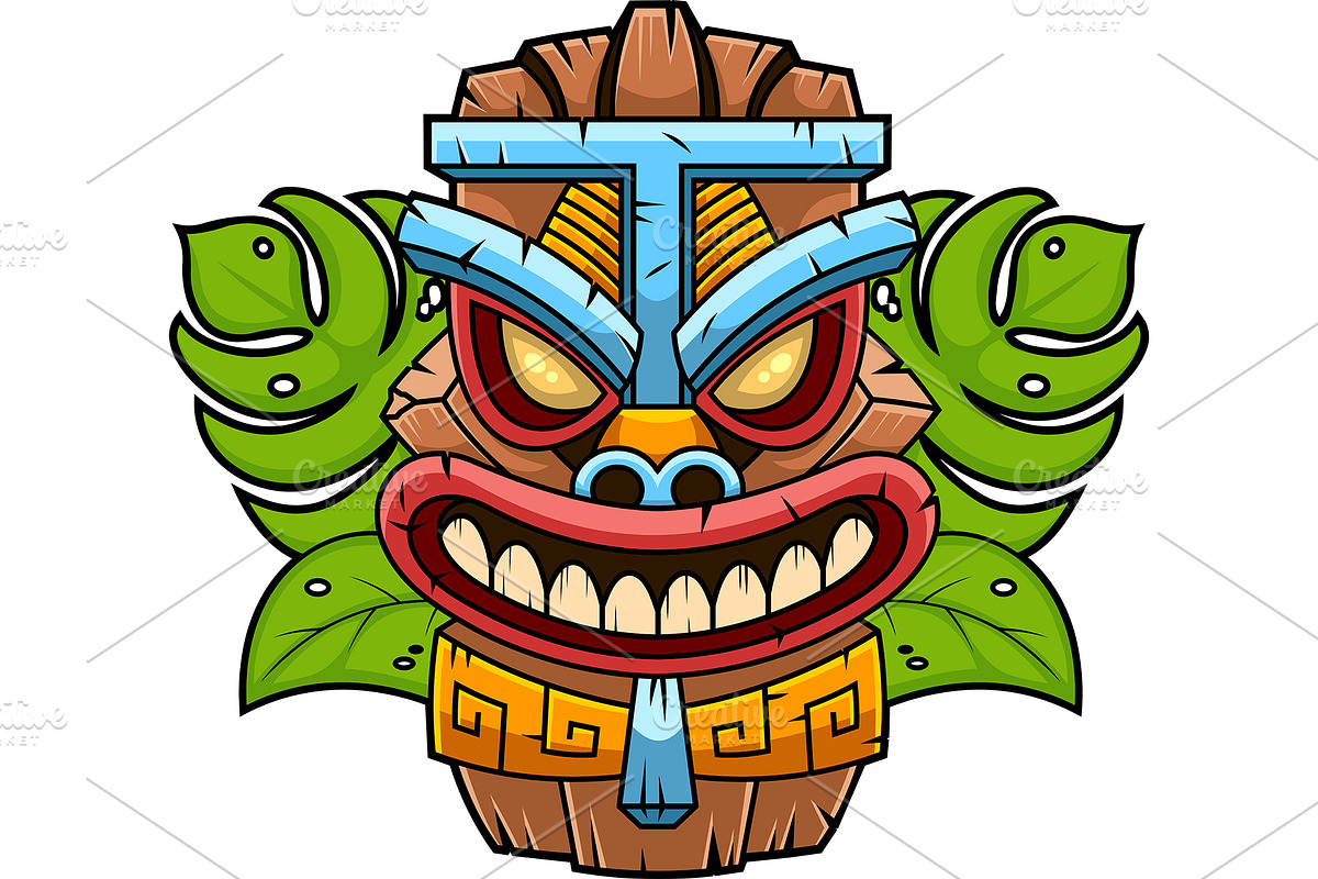 Colorful Tiki Mask, an Illustration by HitToon