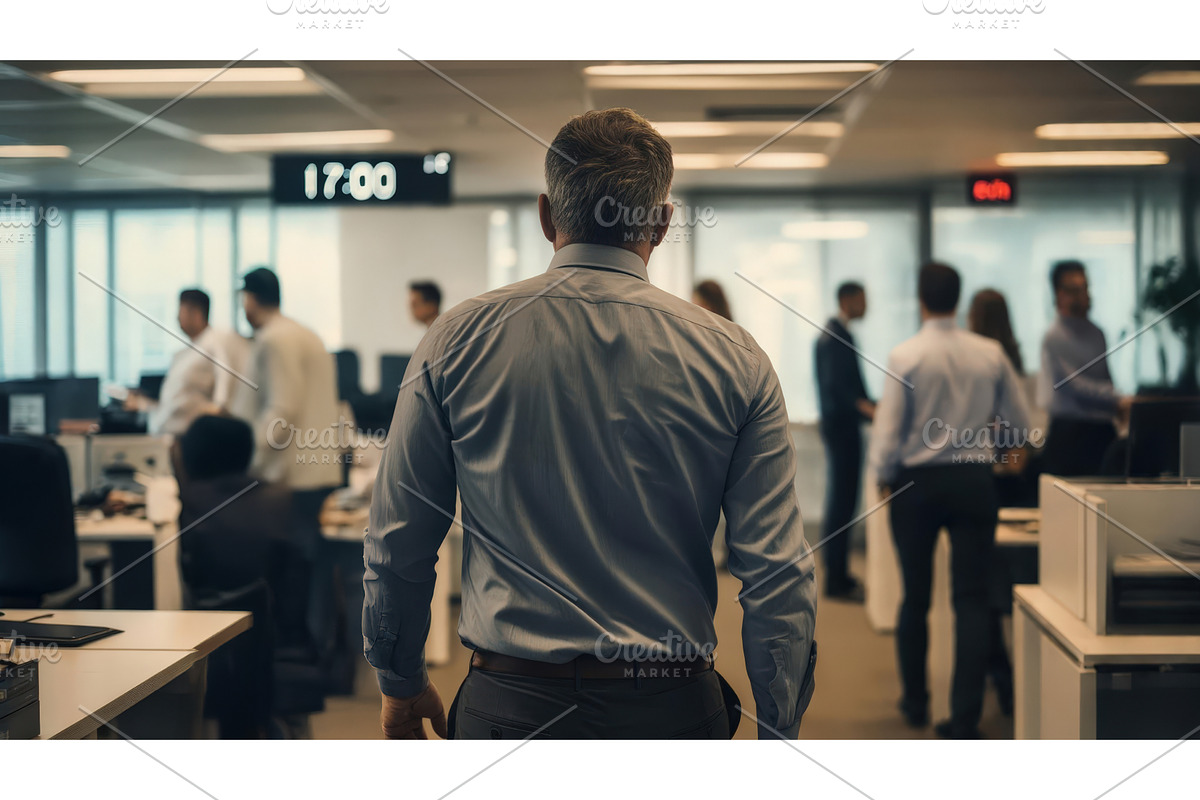 Businessman walking through a busy, an Illustration by tilialucida
