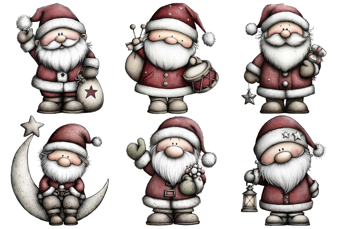 Retro Santa Clipart, an Illustration by Pixels.Craft (Photo 5 of 6)