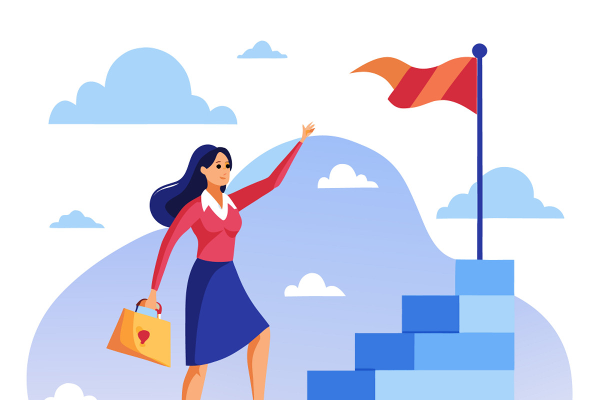 Businesswoman with briefcase stairs, a Person Illustration by SouravDesign (Photo 1 of 3)