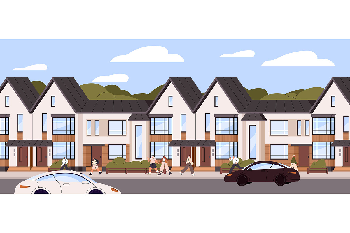 City residential houses, townhouses, an Object Illustration by PaperTrident (Photo 1 of 4)