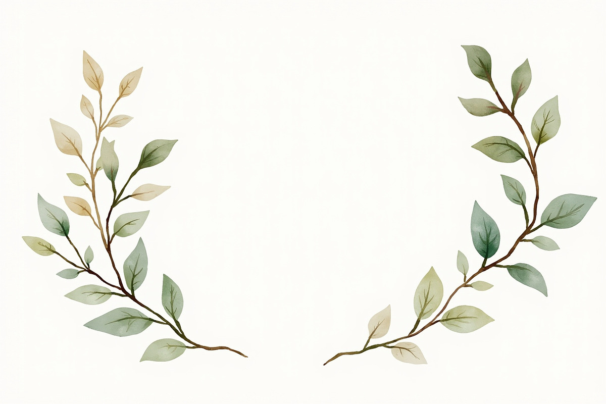Sage Greenery Watercolor Frame Set, an Illustration by hafijul (Photo 5 of 10)
