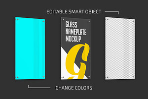 Vertical Glass Nameplate Mockup Set