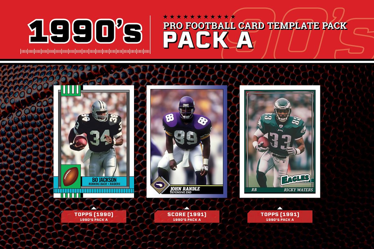 1990's Pro Football Cards PACK A, a Card Template by Chris Weibring (Photo 4 of 11)