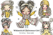 Whimsical Christmas Girl Clipart, an Illustration by CraftArtStudio (Thumbnail 1 of 6)