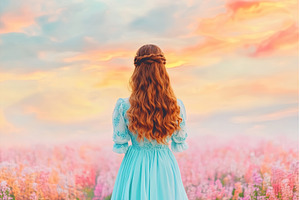 Back View of Redhead Woman in Light, a Nature Photo by Lermont51