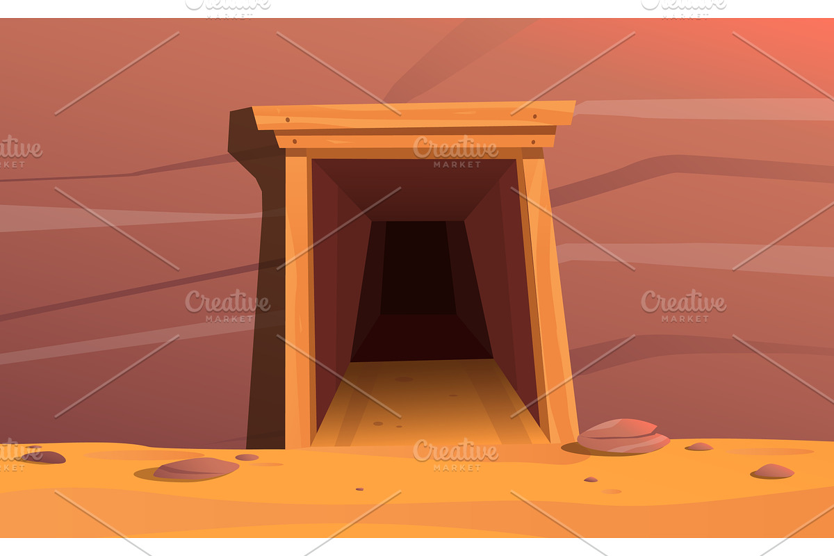 Entrance to stone cave. Passageway, an Illustration by Vectorbuum