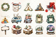 Happy Camping Christmas Clipart, a Seasonal Illustration by Rose Art (Thumbnail 2 of 6)