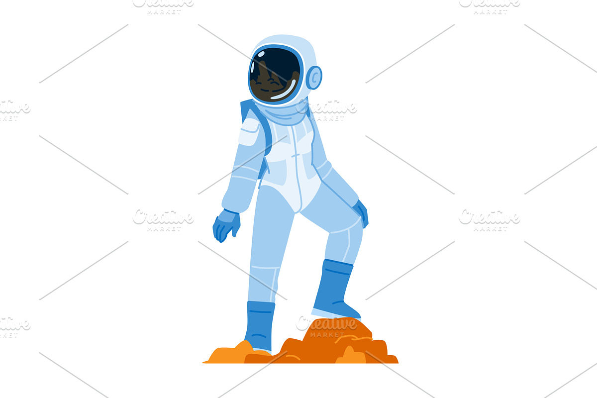 Black woman astronaut exploring mars, an Illustration by pikepicture
