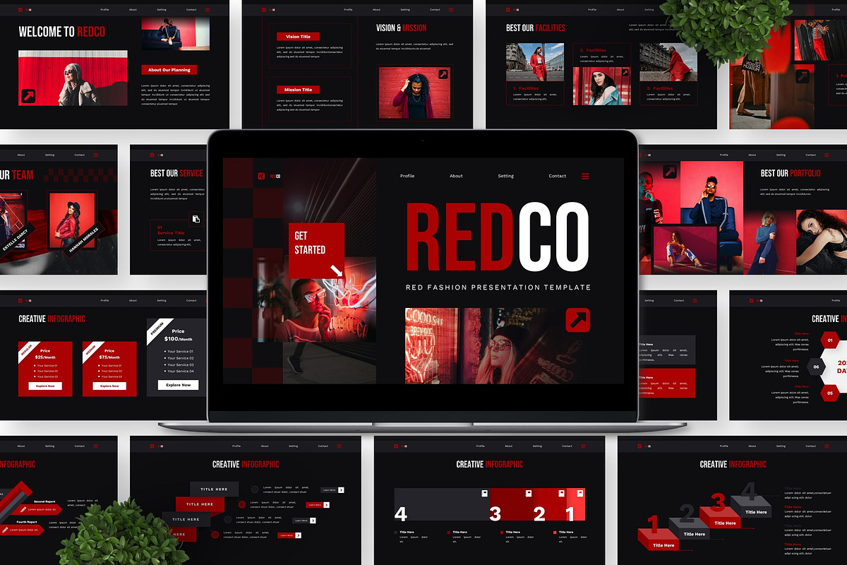 Redco - Red Fashion Powerpoint, a Presentation Template by Deepslide Studio (Photo 3 of 6)