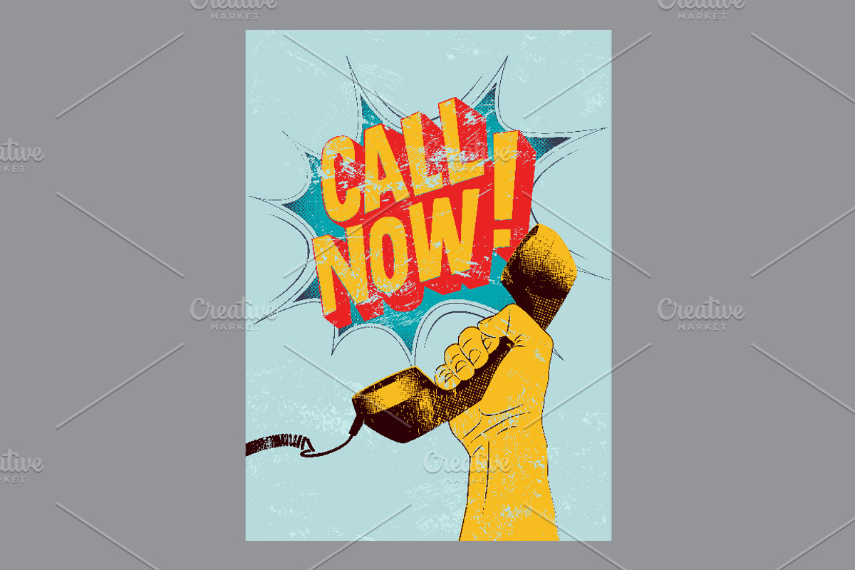 Call Now! Vector retro poster set., a Technology Illustration by PoPaShop (Photo 2 of 8)