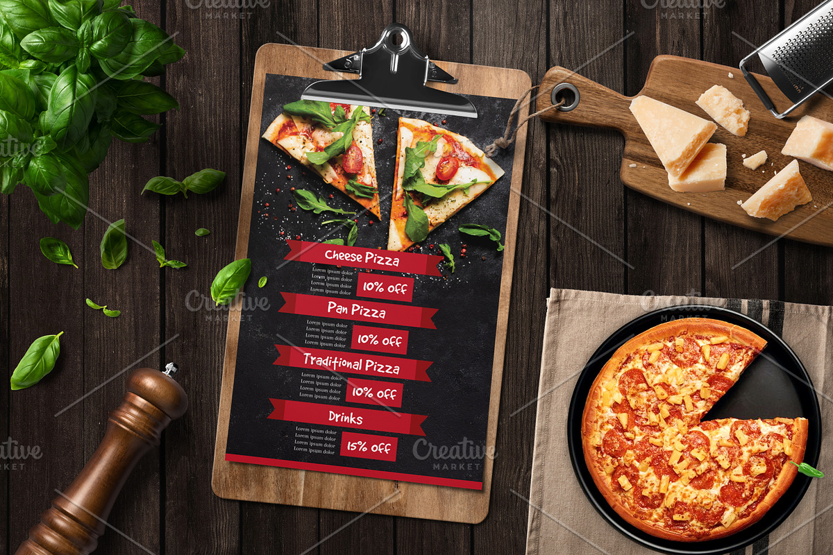 Artistic Pizza Menu Template, a Brochure Template by Minimalist Studio (Photo 4 of 4)