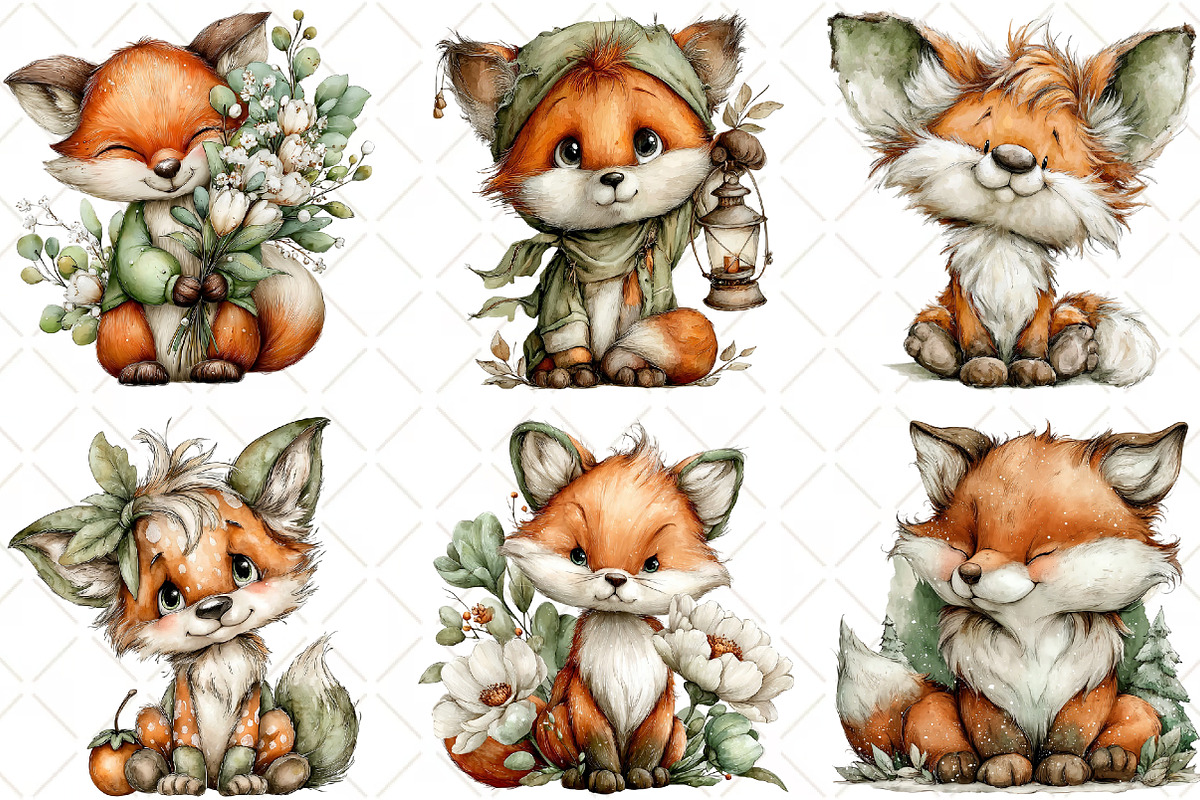 Whimsical Fox Clipart Bundle, an Illustration by Black Bird Studio (Photo 2 of 6)