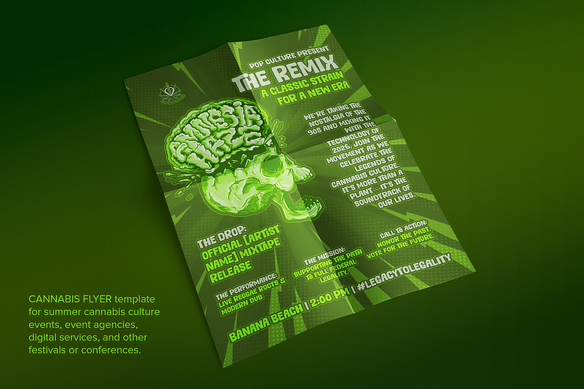 Summer Cannabis Party Flyer Template, a Flyer Template by The Design For Co. (Photo 2 of 4)