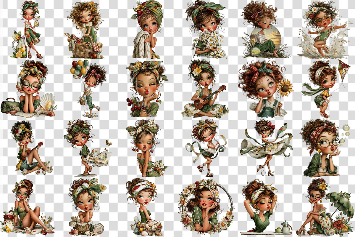 Whimsical Summer Girl Clipart, an Illustration by DreamCafeArt (Photo 5 of 7)