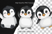 15 Bundle Watercolor Baby Penguin, an Animal Illustration by Morspective (Thumbnail 2 of 8)