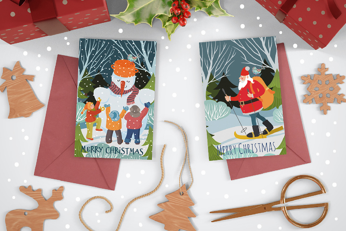 Funny Christmas cards templates, a Card Template by KupalinaArt (Photo 5 of 5)