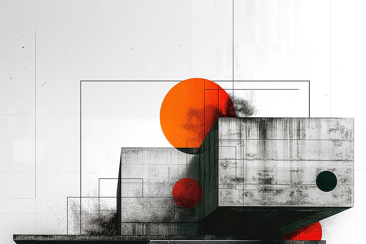 An abstract design featuring geometric shapes, contrasting color, a Decorative Illustration by ImageMir