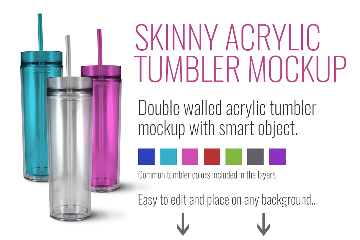 Skinny Acrylic Tumbler Mockup, a Product Mockup by SarahDesign (Photo 5 of 5)